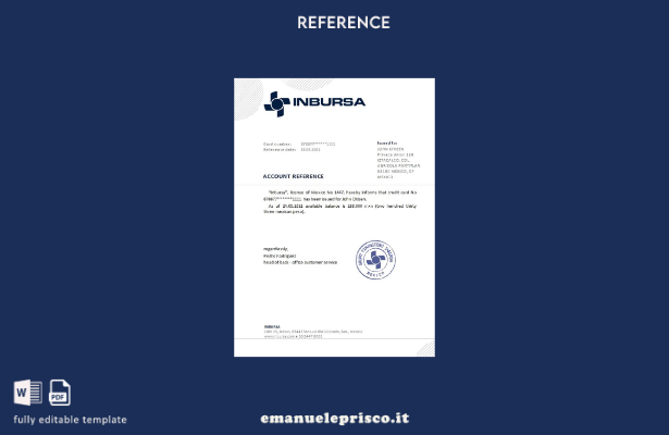 modello di riferimento della banca Messico Inbursa in stile verificato